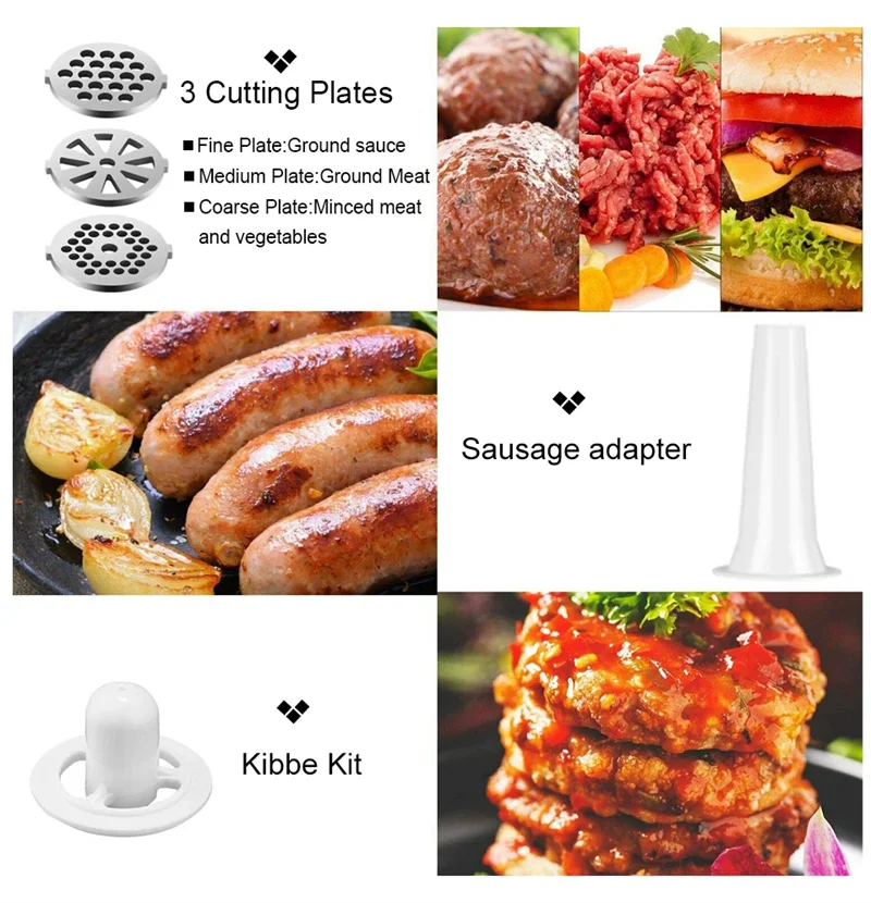 Hachoir à viande électrique multifonction en acier inoxydable, 2800W, processeur de saucisses végéta