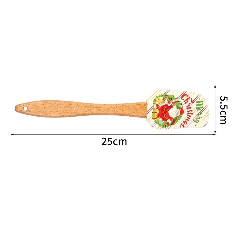 Spatule de Noël en silicone avec manche en bois – spécialement conçue pour les gâteaux de Noël et le