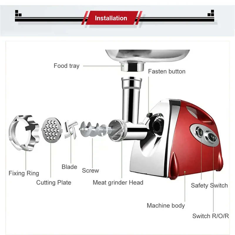 Hachoir à viande électrique multifonction en acier inoxydable, 2800W, processeur de saucisses végéta