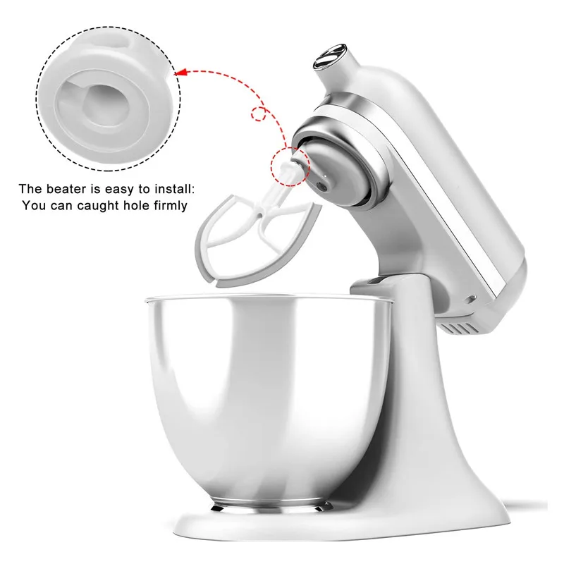 Batteur à bord flexible de 5 litres pour mélangeurs sur socle à bol KitchenAid KA-5L, palette plate