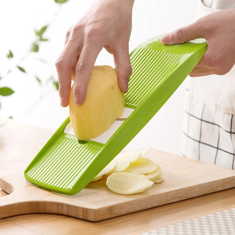 LMETJMA trancheuse à mandoline trancheuse à légumes en acier inoxydable avec 3 lames trancheuse à Ju