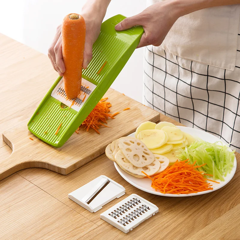 LMETJMA trancheuse à mandoline trancheuse à légumes en acier inoxydable avec 3 lames trancheuse à Ju