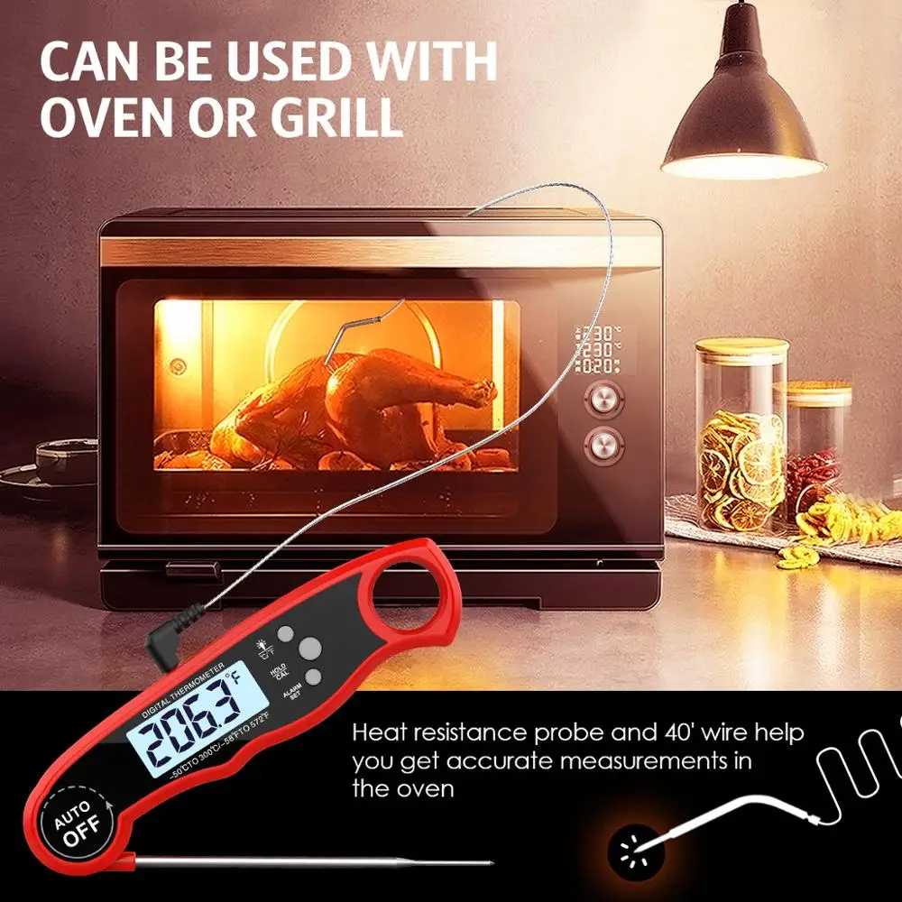 Thermomètre alimentaire numérique ORIA, thermomètre de cuisine, thermomètre pour viande, eau, lait,