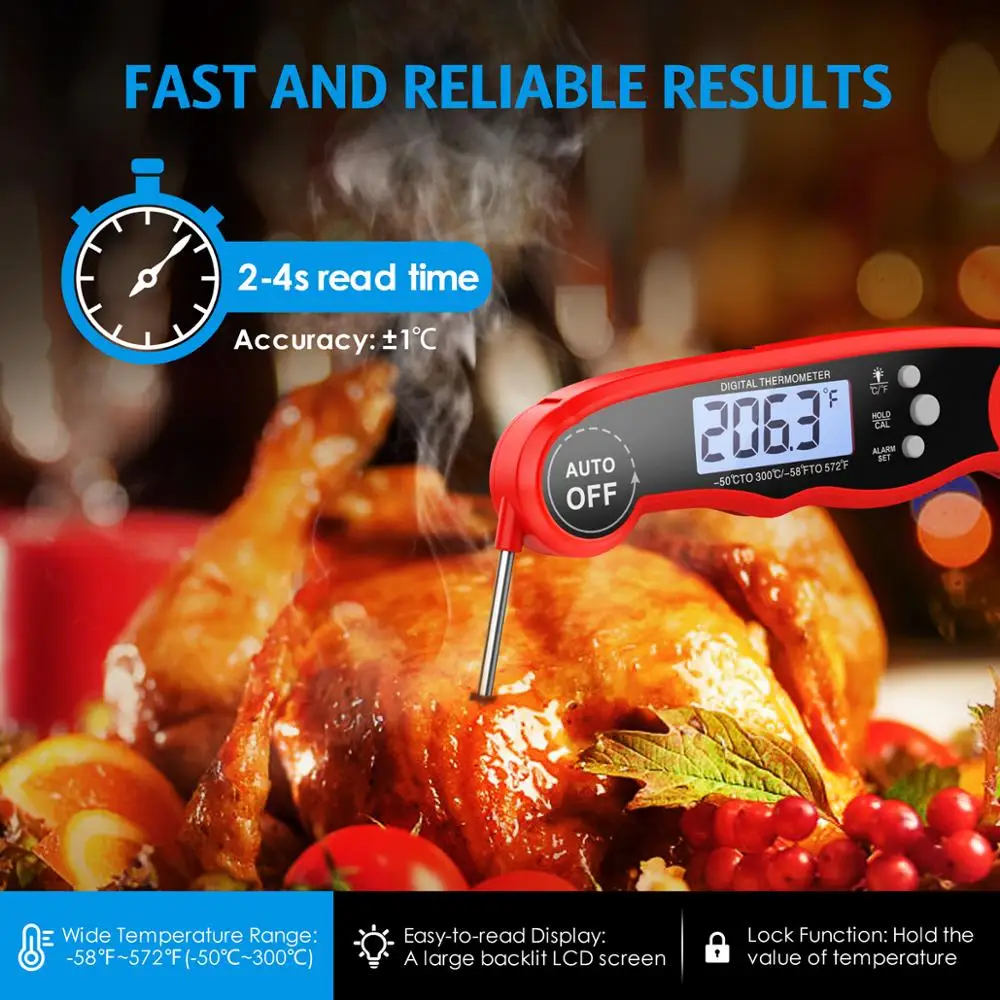 Thermomètre alimentaire numérique ORIA, thermomètre de cuisine, thermomètre pour viande, eau, lait,
