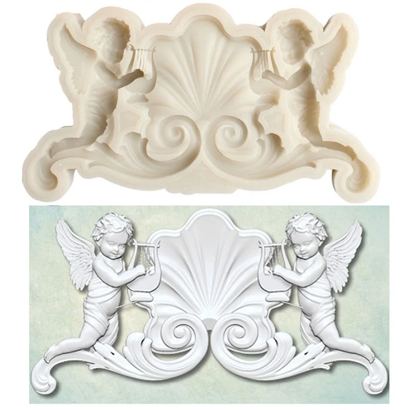 Moules en Silicone pour Bordure de Bébé Ange, Outils de Décoration de Gâteaux, Sugarcraft, Chocolat,
