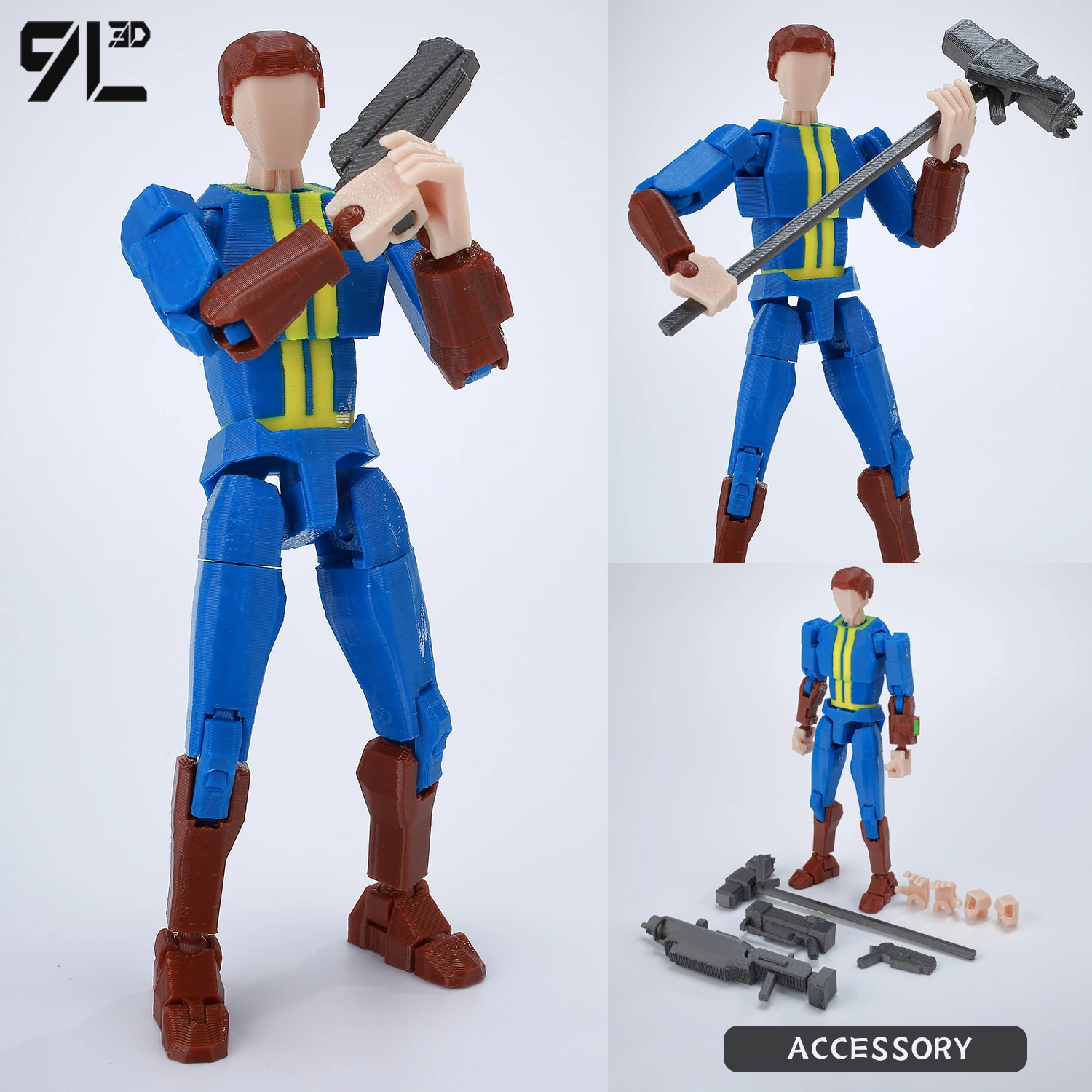  9L3D Wasteland Fallout Nate bleu costume figurines LUCKY13 T13 articulé mobile Titan13 3D imprimé