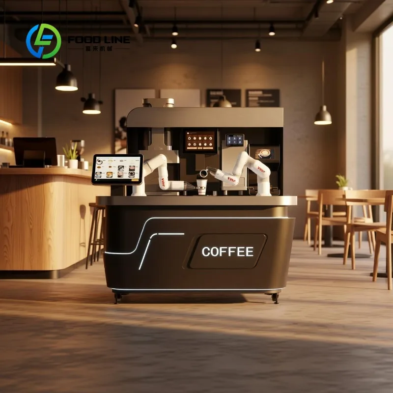 Robot café à double bras personnalisé, machine à thé au lait automatique à bras croisé, programmable