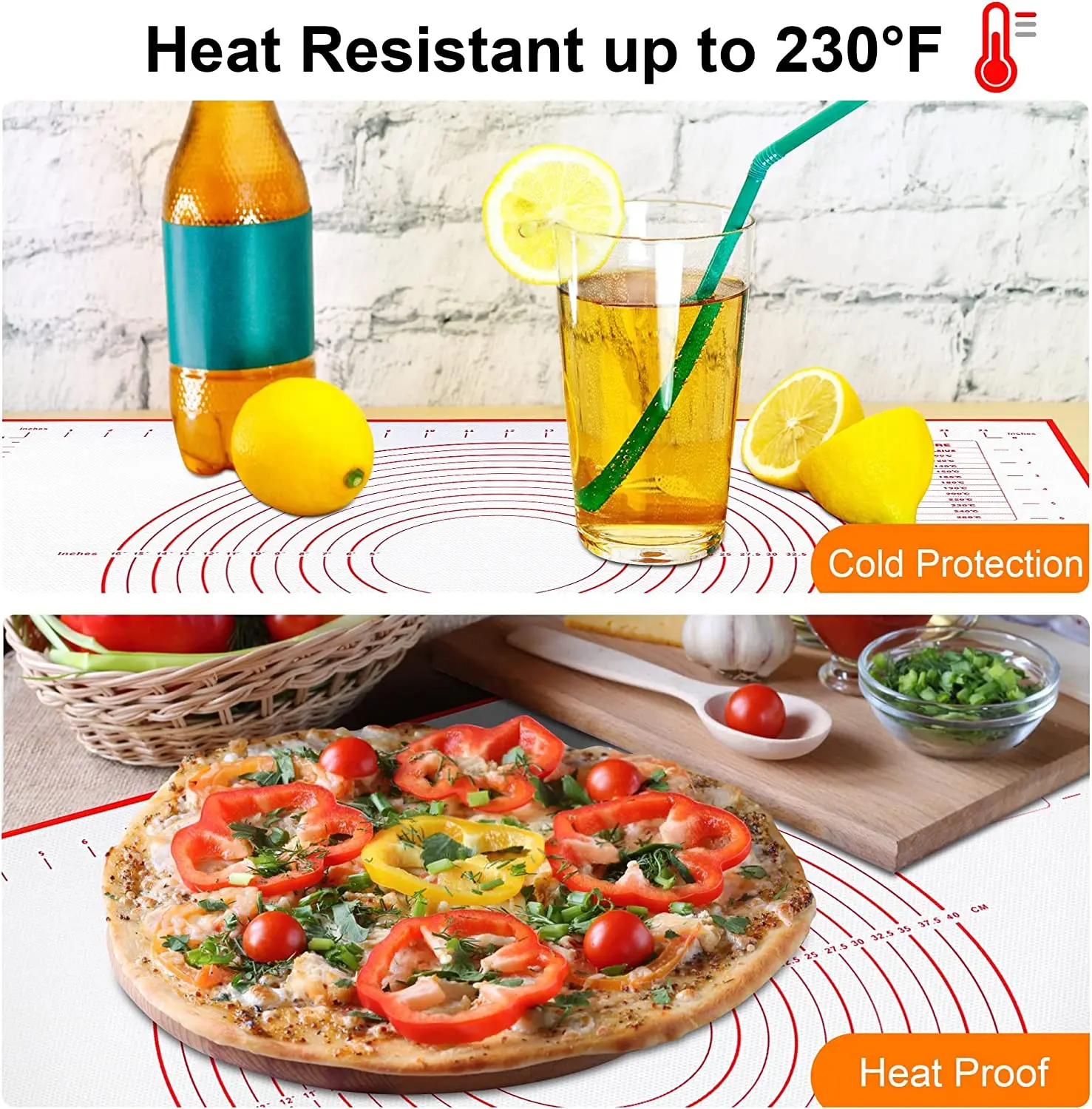 BUYYES 1 pièces tapis de cuisson en Silicone tapis de pétrissage tapis de pâte Pizza gâteau pâte fab