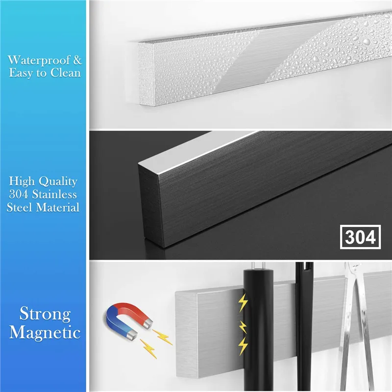 Support de couteaux en acier inoxydable, organisateur de bande, porte-couteau magnétique puissant, s