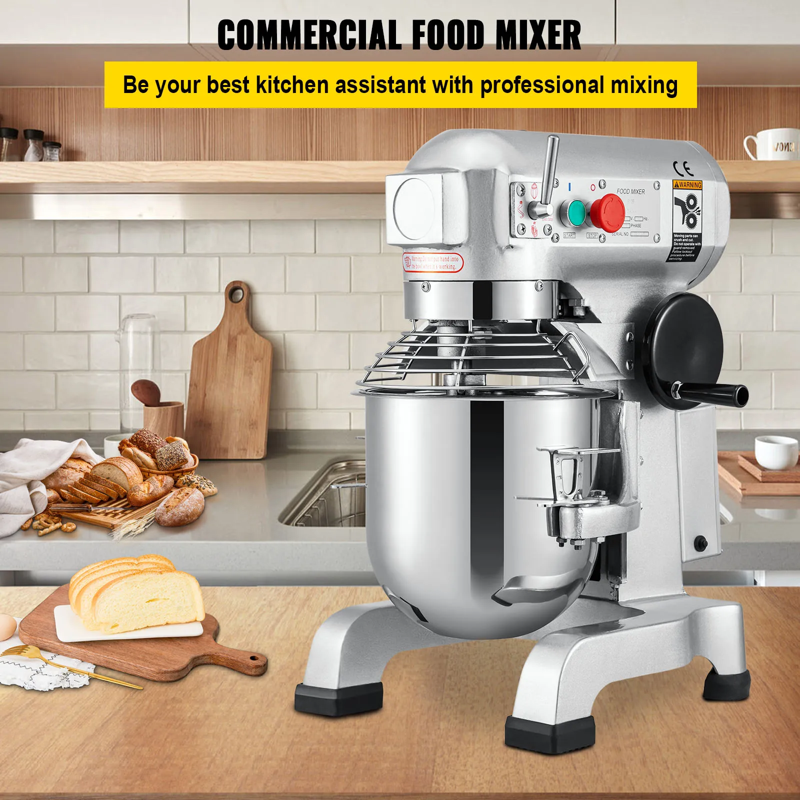 SucceBuy 10- 30L Machine à pâte électrique en acier inoxydable Commercial crème oeuf fouet mélangeur
