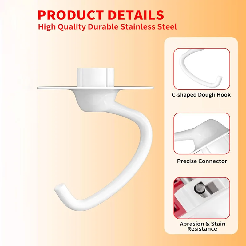 Crochet à pâte revêtu KitchenAid, compatible avec les mélangeurs sur socle K45dh KitchenAid KSM90, K