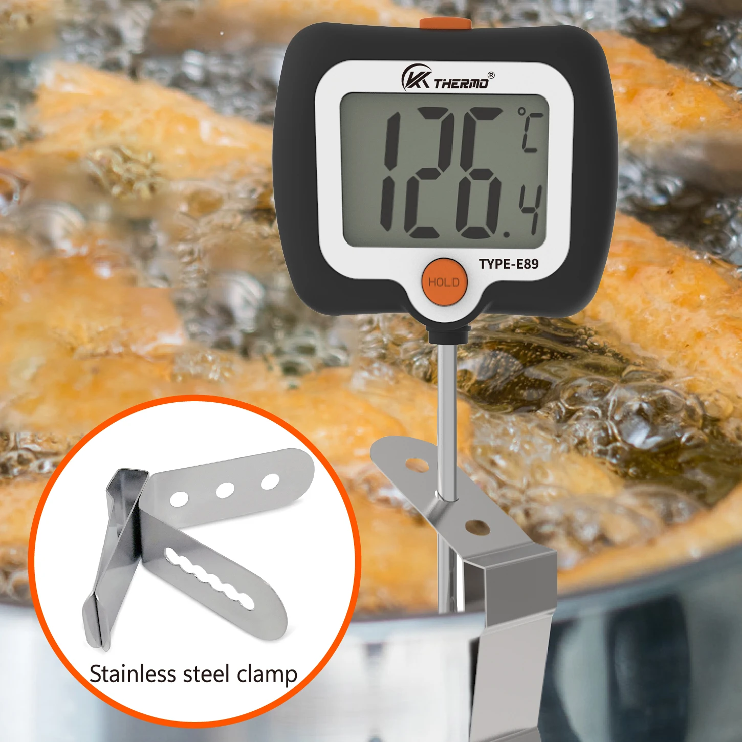 Thermomètre alimentaire numérique -300 ° C/572 ° Sonde en acier inoxydable 304, affichage LCD, jauge