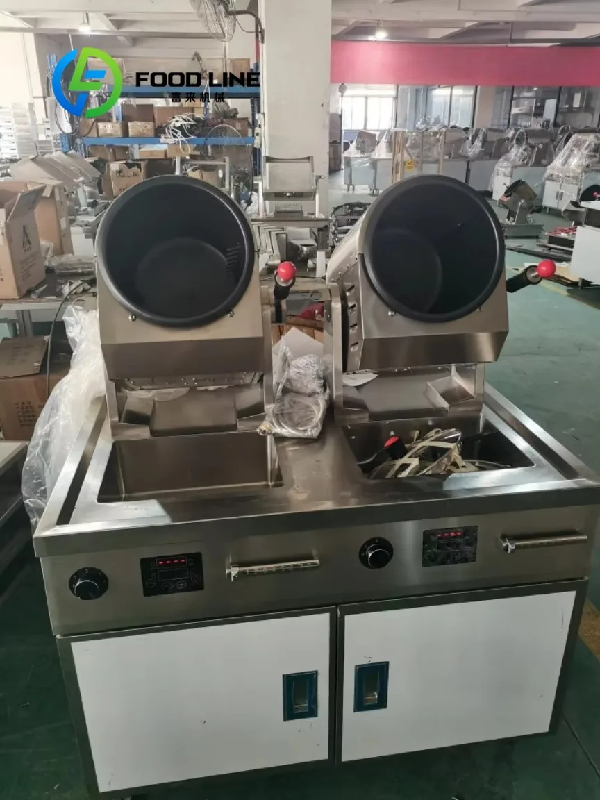 Robot de cuisine de restaurant, cuisinier, chef, rotation, wok automatique, machine de cuisson, indu