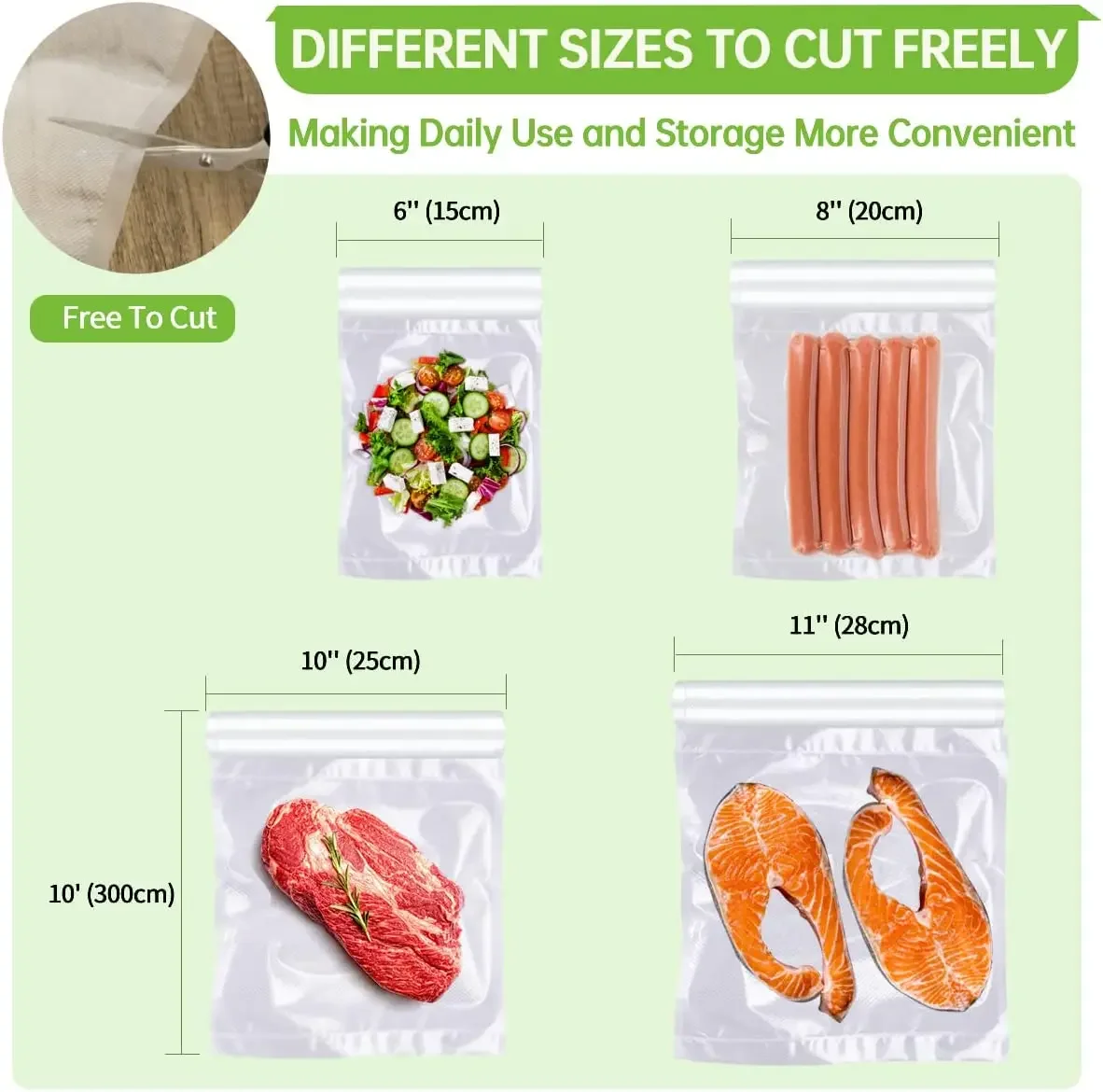 Sacs de scellage sous vide pour conserver les aliments, rouleaux de 12/15/20/25/28/cm, sac d'emballa