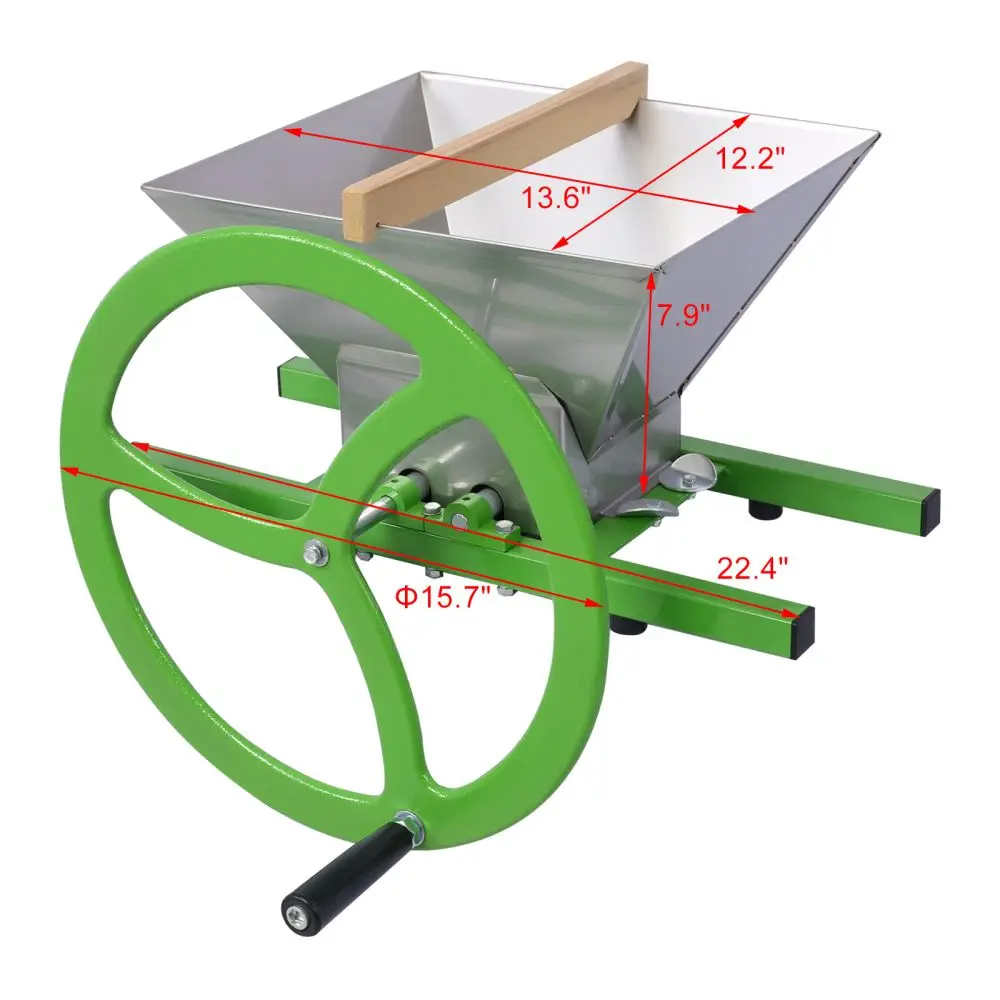 Broyeur manuel Ju479 de 7L, broyeur de fruits portable avec roue, en acier inoxydable, pour le vin e