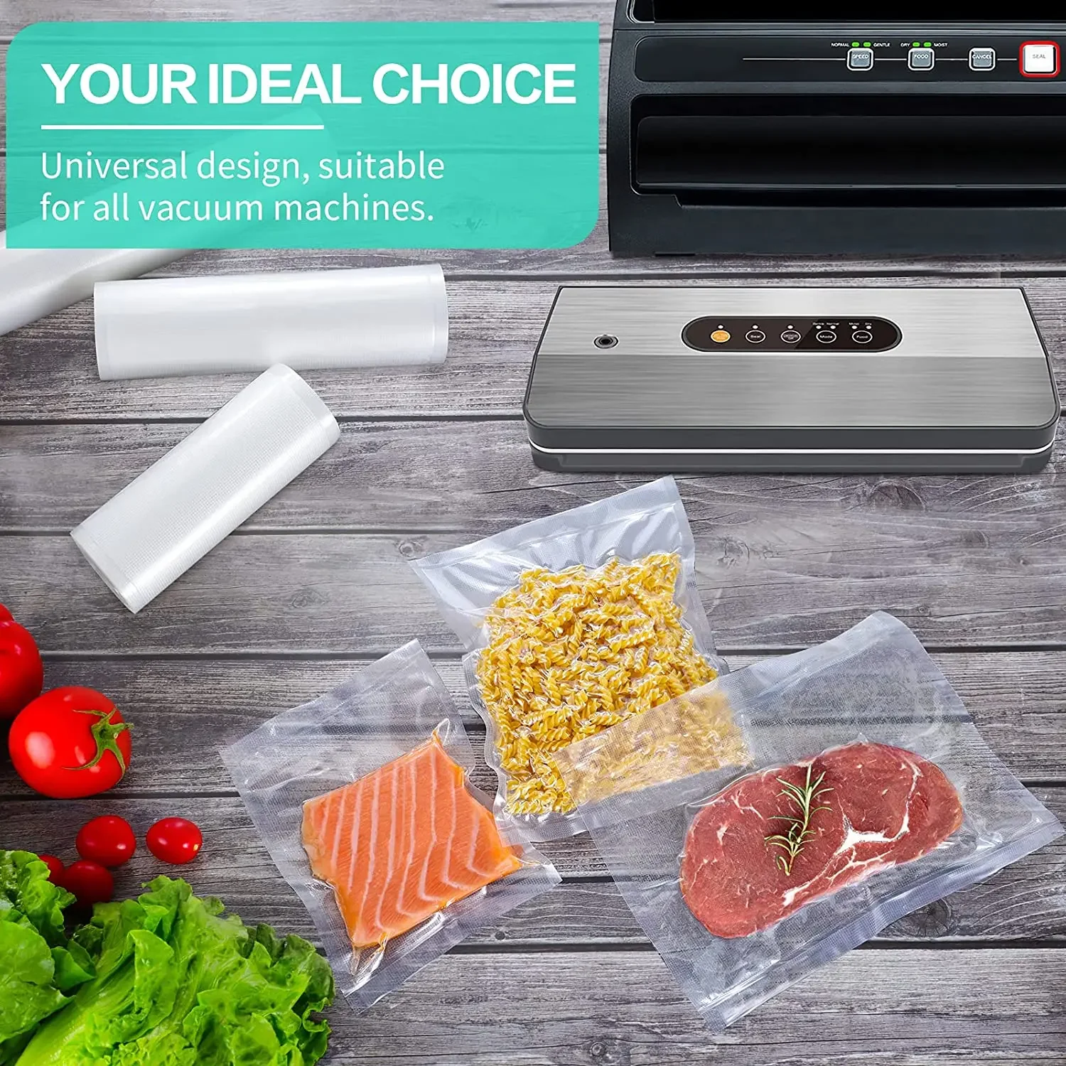 Sacs de scellage sous vide pour conserver les aliments, rouleaux de 12/15/20/25/28/cm, sac d'emballa