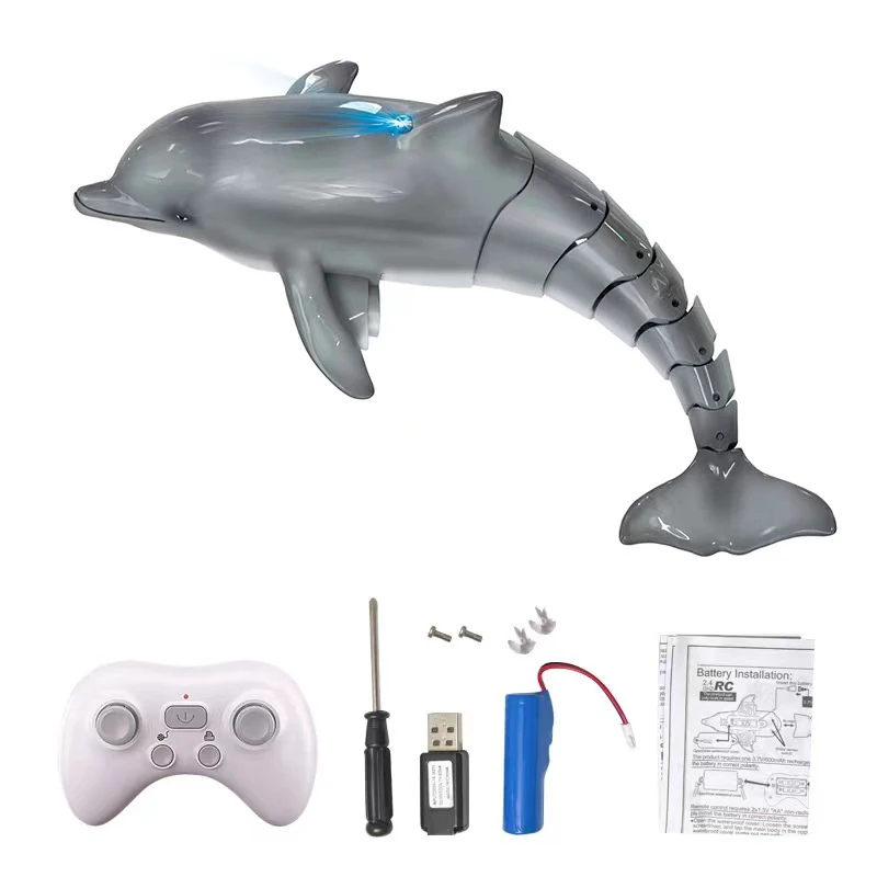 Jouet de poisson dauphin Rc 2.4G, piscine d'eau légère, électrique, étanche, télécommande, jouets an