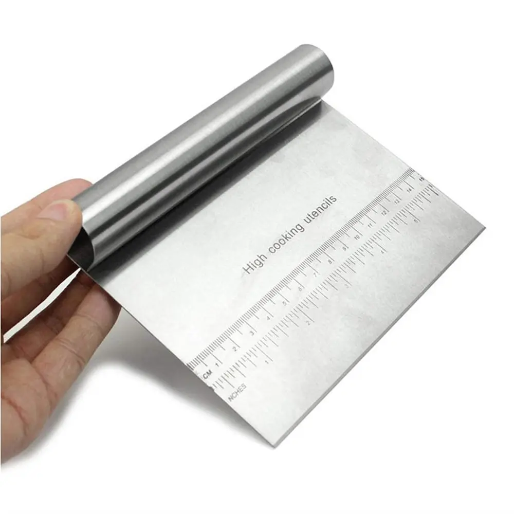 Grattoir à pâte en acier inoxydable, coupe-pizza, hachoir avec échelle de mesure, séparateur de gâte