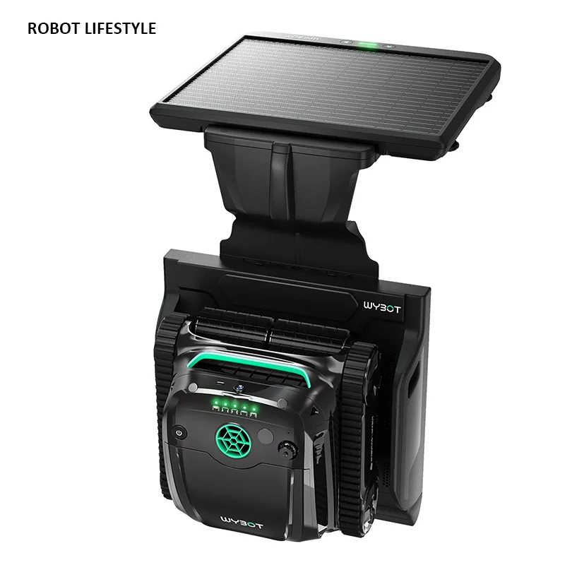 Robot nettoyeur de piscine solaire de grande taille S2 Solar Vision WYBOT avec vision IA, charge san