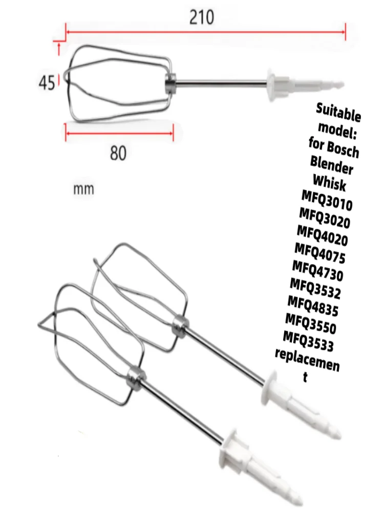 1 ensemble (2 pièces) de fouets de remplacement pour blender Bosch MFQ3010 MFQ3020 MFQ4020 MFQ4075 M