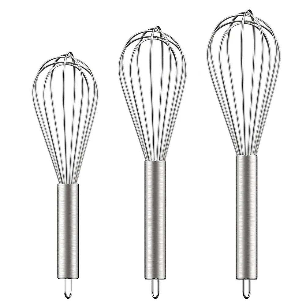 Paquet de 3 fouets en acier inoxydable, 6 fouets à fil, fouets à ballons de cuisine de 8/10/12 pouce