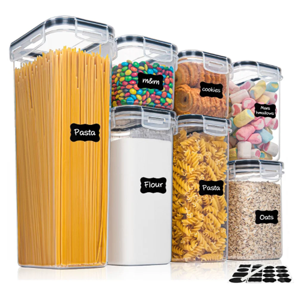 Ensemble de conteneurs alimentaires de cuisine, 7 pièces, boîte de rangement hermétique en plastique