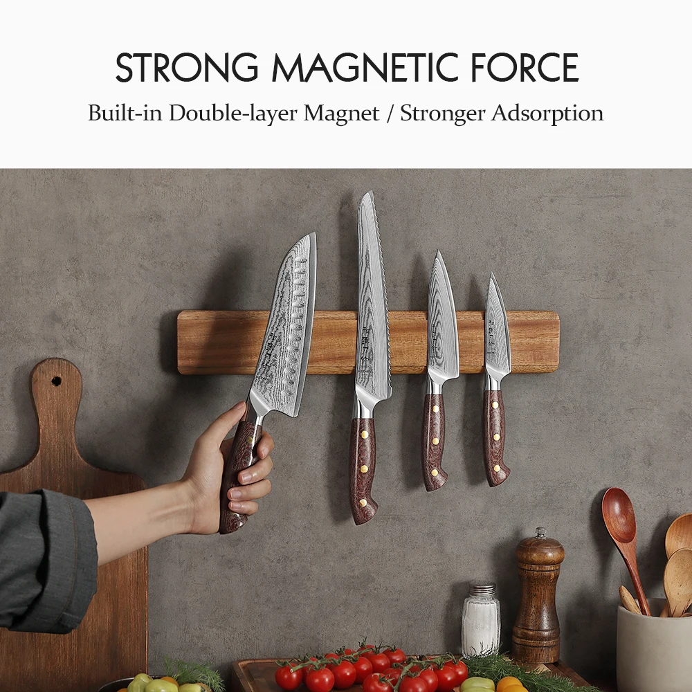 Hezhen porte-couteau magnétique 400mm accessoires de cuisine couteaux en bois outils de rangement bo