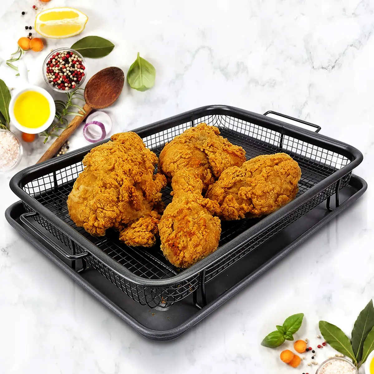 Plateau de cuisson à l'huile, poêle à frire, panier à copeaux antiadhésifs, plat de cuisson, gril en