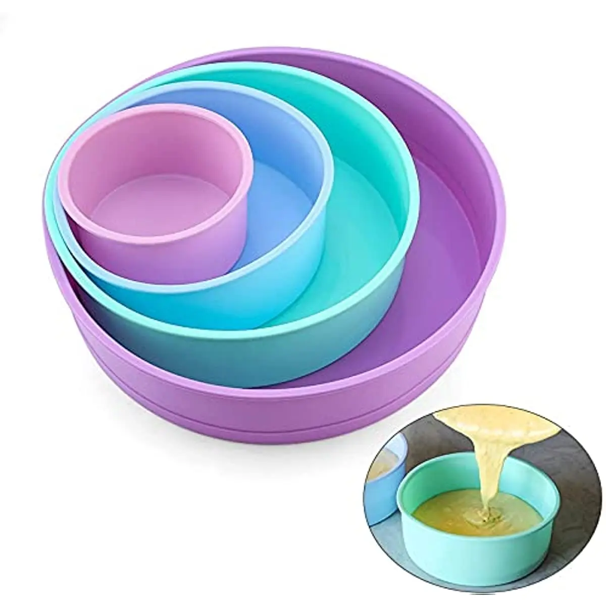 Moule rond en Silicone de forme ronde de 4, 6, 8, 10 pouces, petit gâteau, moule cylindrique pour Mo