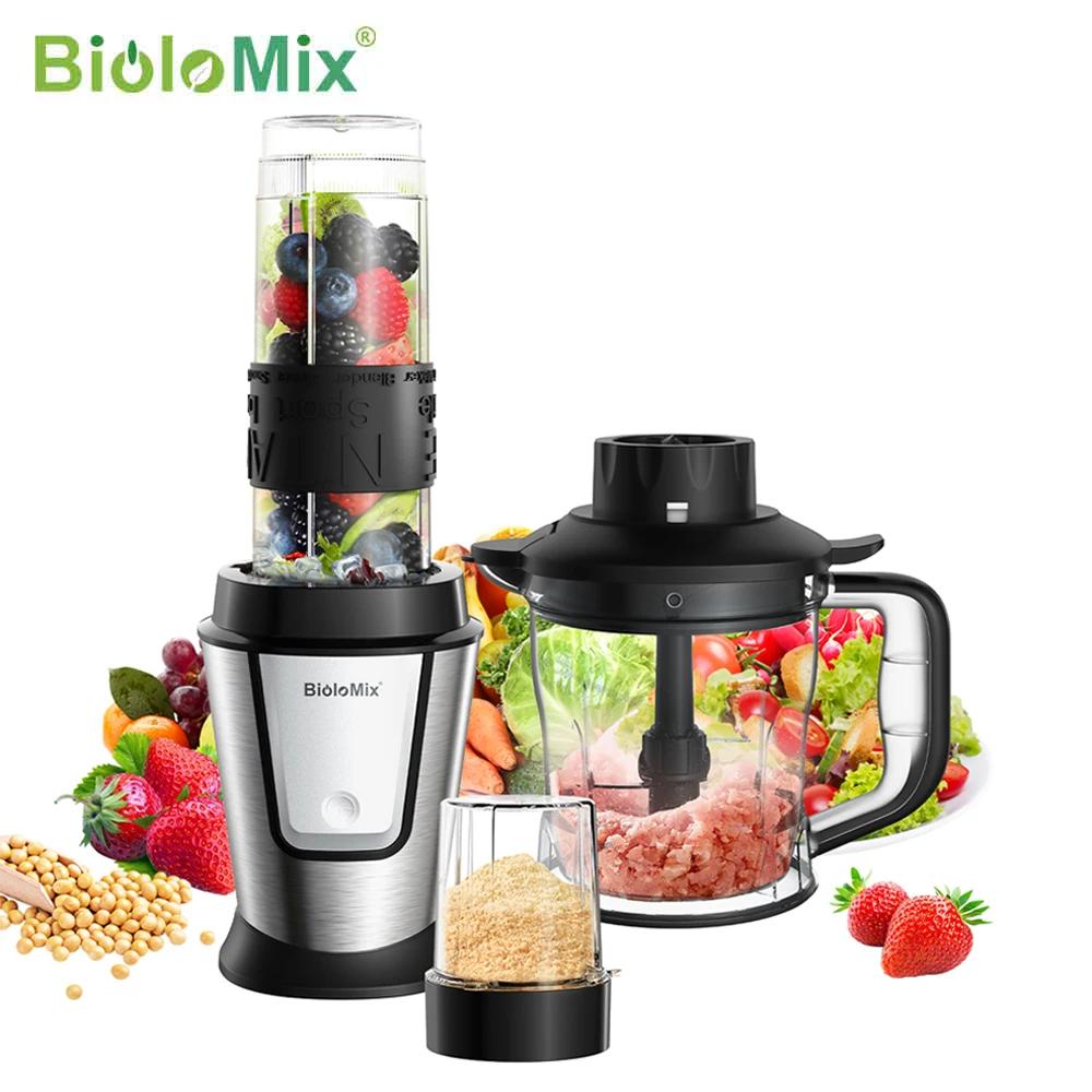 BioloMix-Robot Culinaire Multifonctionnel 3 en 1, Mixeur Portable Ju479, Hachoir à citrouille et Bro