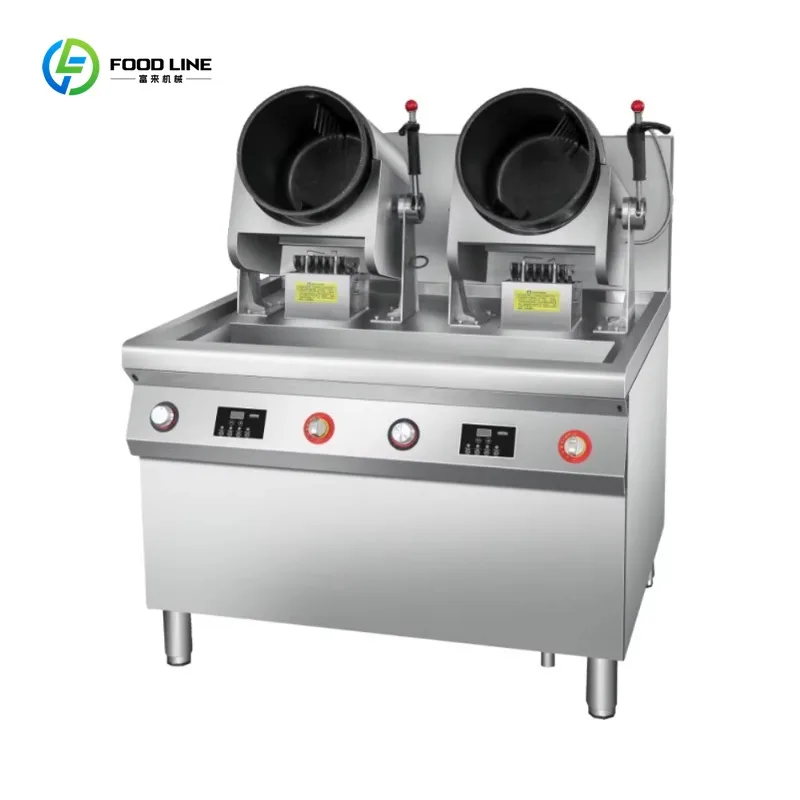 Machine de cuisson automatique personnalisée en acier inoxydable, robot à riz frit, wok électrique i