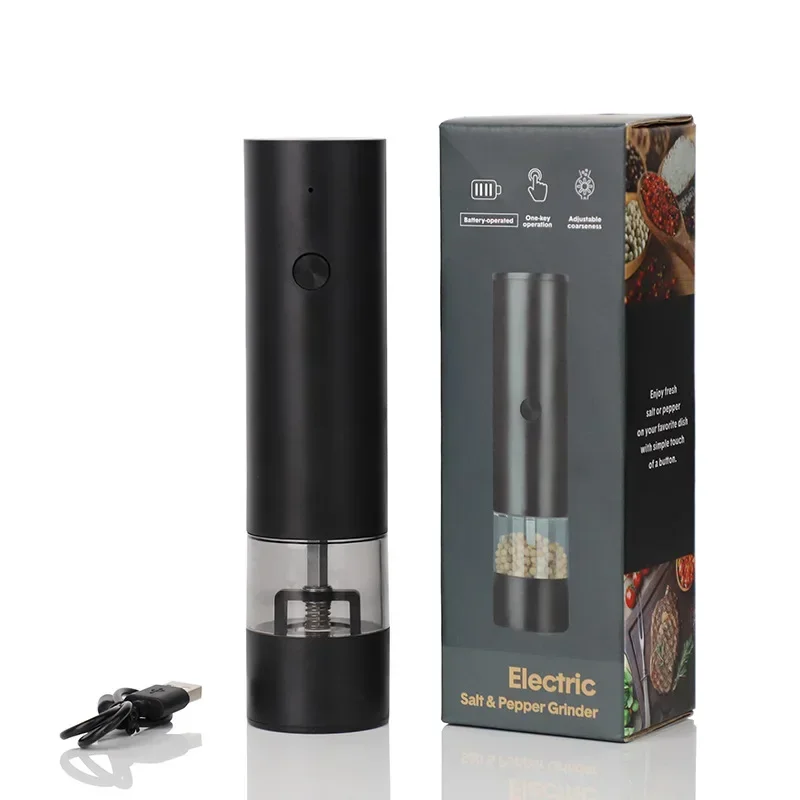 Moulin à sel et à poivre électrique Rechargeable par USB, grossièreté réglable, grande capacité, bro