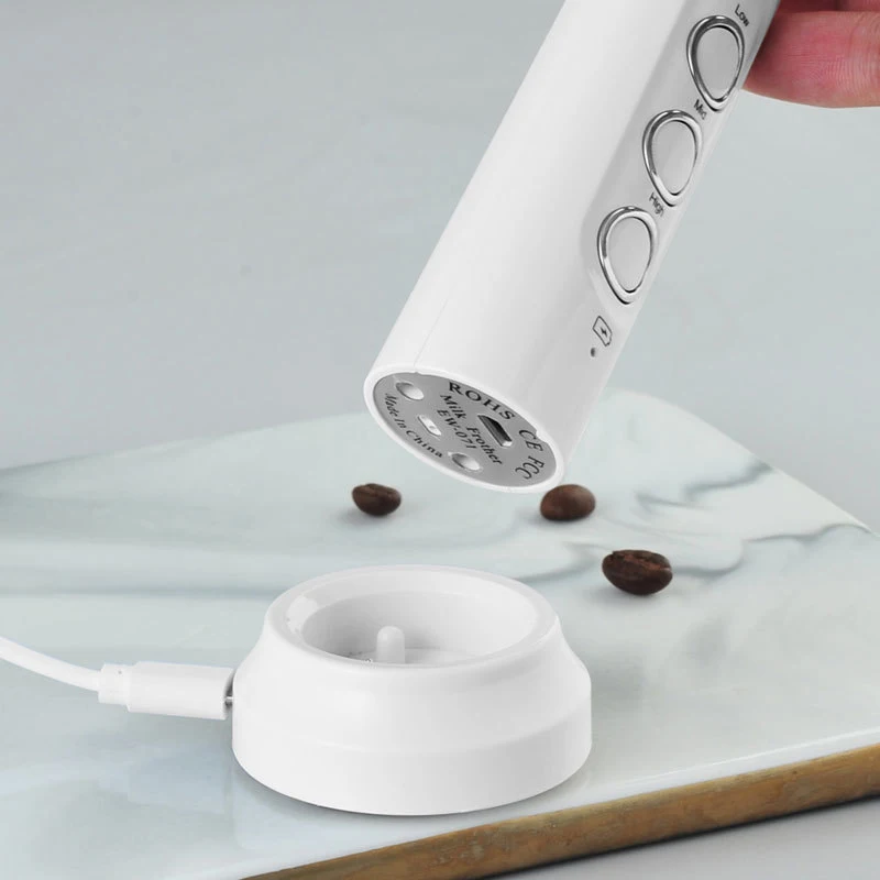 Mousseur à lait électrique 3 en 1, Machine à mousse de lait Rechargeable, mousseur à main, haute vit