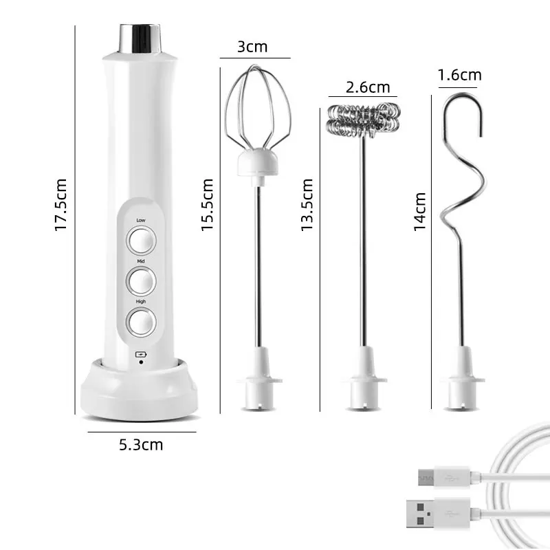 Mousseur à lait électrique 3 en 1, Machine à mousse de lait Rechargeable, mousseur à main, haute vit