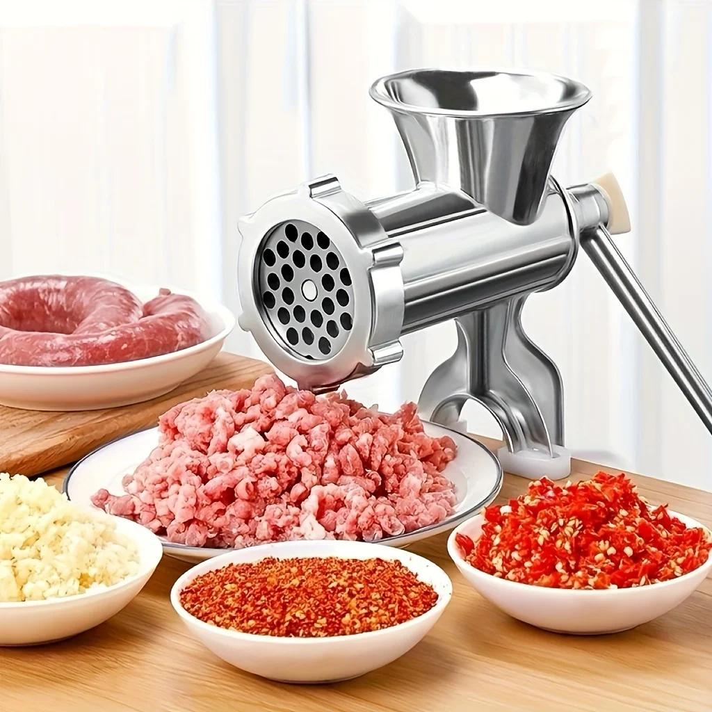 Hachoir à viande manuel avec pince de table – Robot culinaire robuste à manivelle en acier inoxydabl