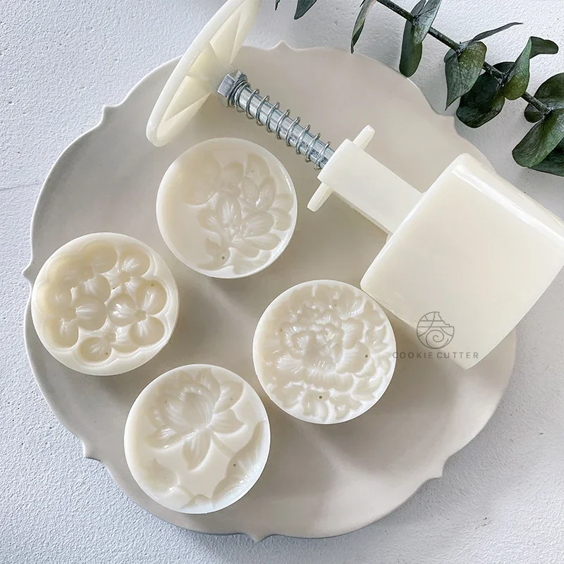 Moule à gâteau de lune rond en forme de fleur, style pastChevchinois, pression à la main 3D, outils 