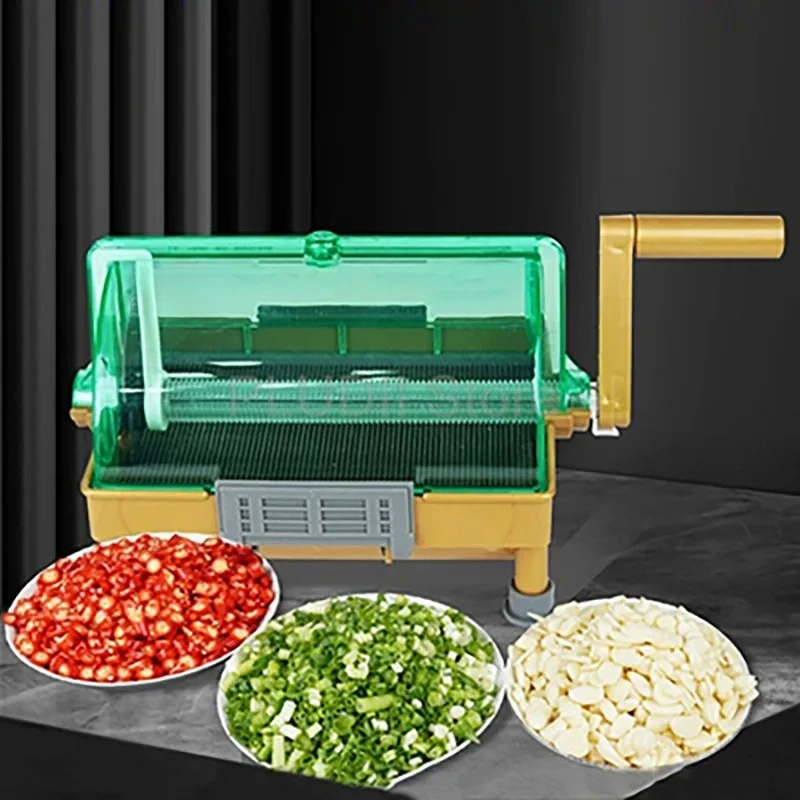 Hachoir manuel pour piments, oignons verts, coriandre, ail – Conception à manivelle – Outil de cuisi