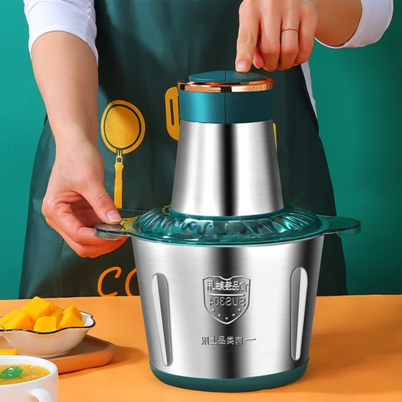 Hachoirs à viande électriques 2L, Broyeur alimentaire multifonctionnel en acier inoxydable, Trancheu