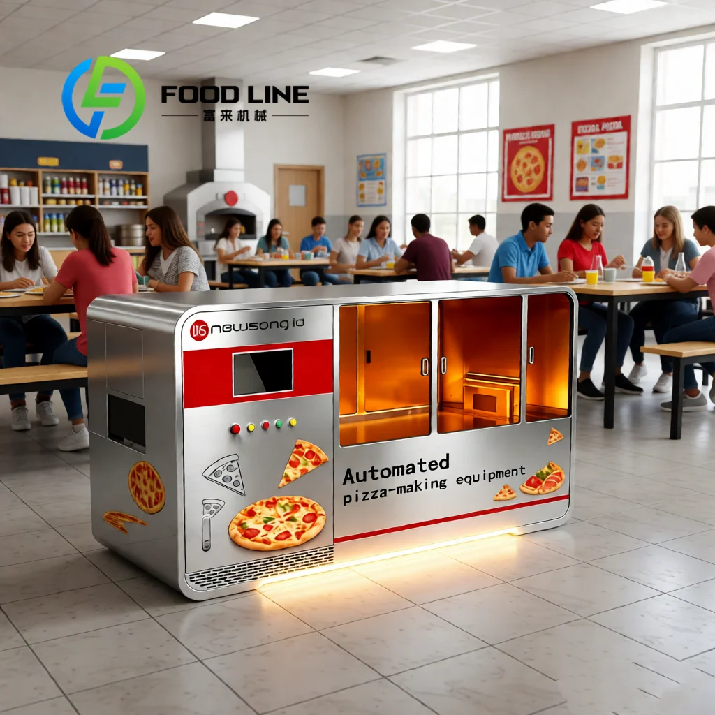 Machine à pizza automatique personnalisable équipée d'un menu intelligent et de plusieurs recettes.