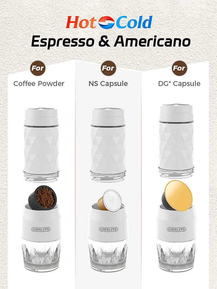Cafelffe 3 In1 Machine à café Portable eau chaude/froide Machine à expresso manuelle pour capsules e