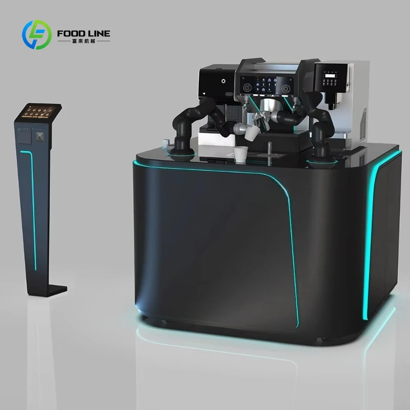 Machine à café barista robotisée en acier inoxydable personnalisée avec manipulateur de tasses 8oz/1