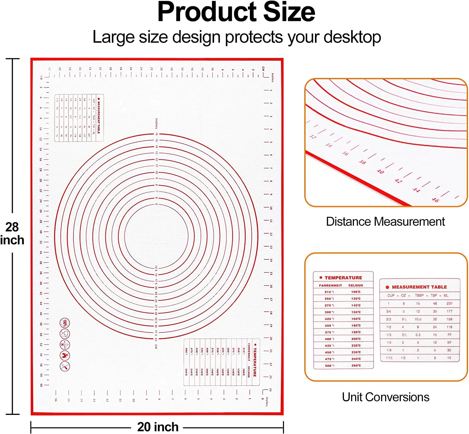 BUYYES 1 pièces tapis de cuisson en Silicone tapis de pétrissage tapis de pâte Pizza gâteau pâte fab