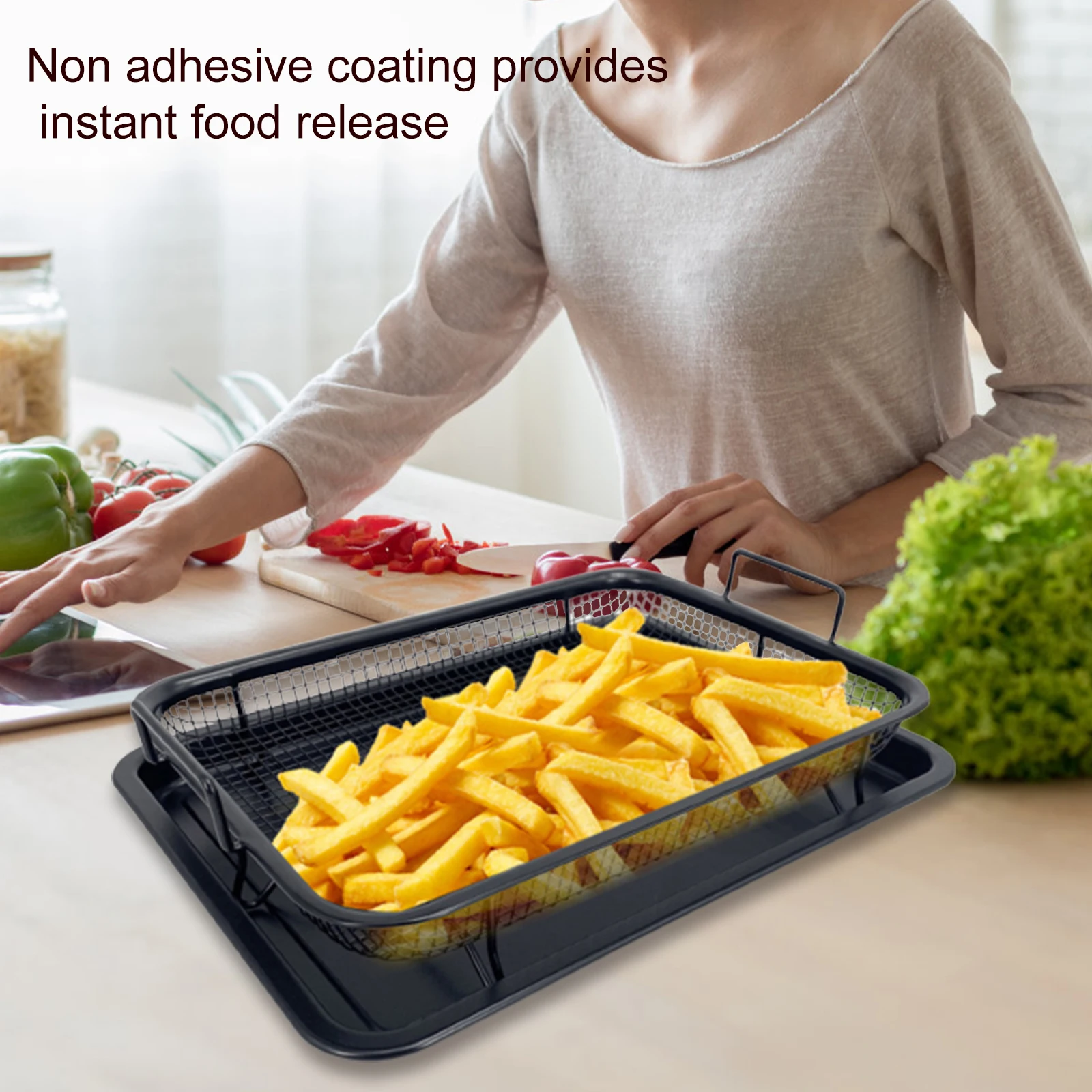 Plateau de cuisson à l'huile, poêle à frire, panier à copeaux antiadhésifs, plat de cuisson, gril en