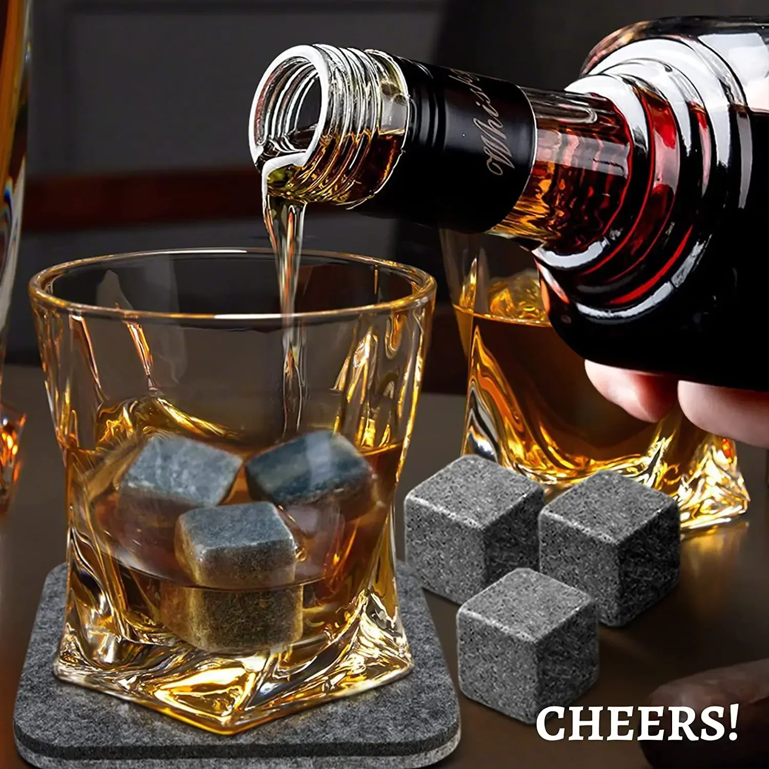 6 pièces pierres à Whisky soufflant glaçon refroidisseur réutilisable Whisky glace pierre Whisky roc