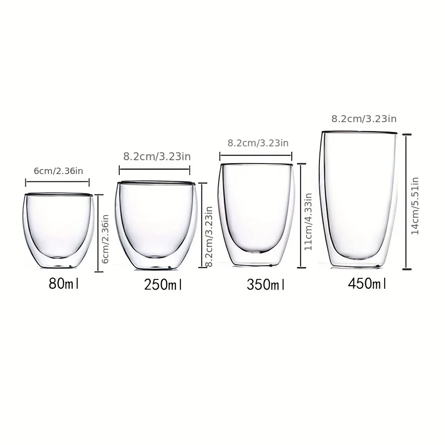 Tasse en verre à Double paroi, isolation thermique, transparente, faite à la main, pour boissons au