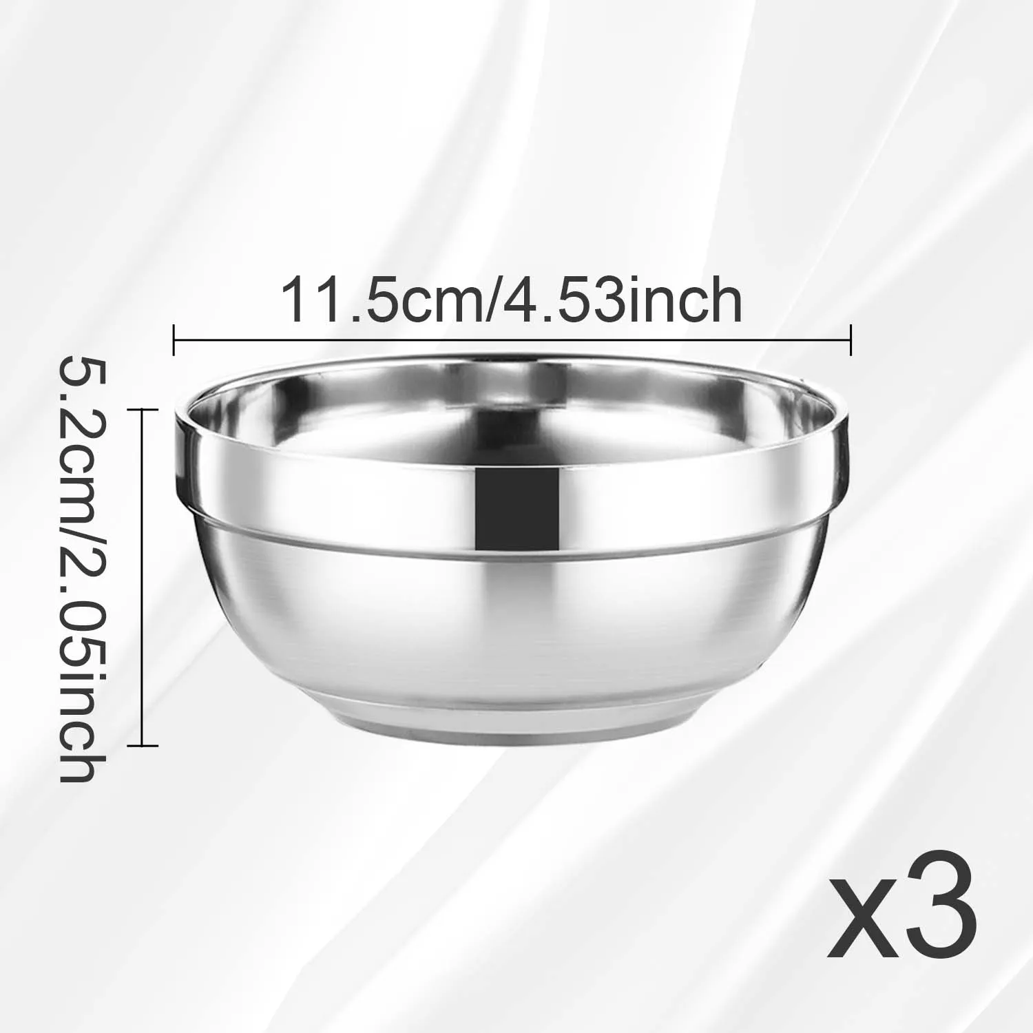 3 bols multifonctionnels en acier inoxydable, adaptés aux pâtes et à la crème glacée, polis miroir, 