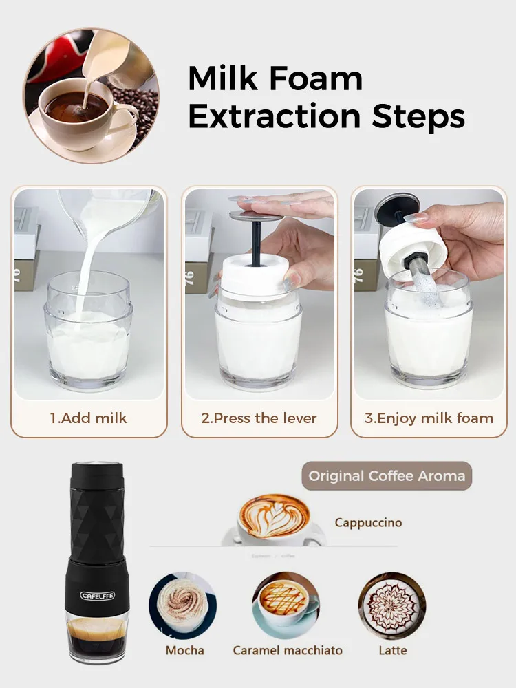 Cafelffe 3 In1 Machine à café Portable eau chaude/froide Machine à expresso manuelle pour capsules e