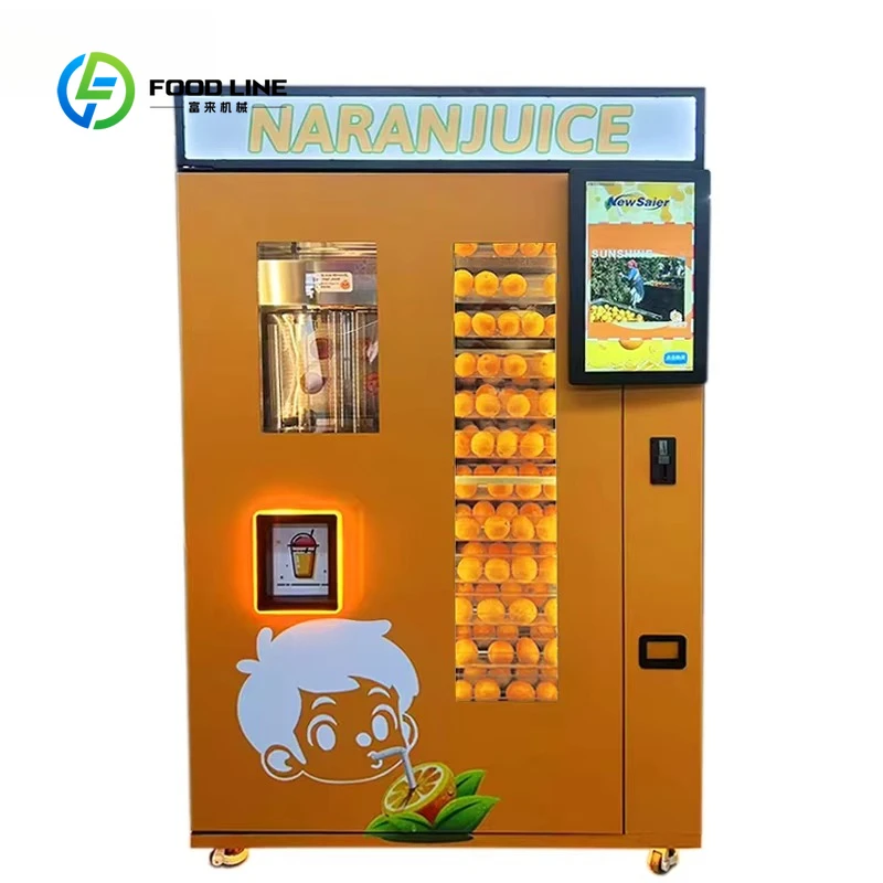 Distributeur automatique de jus de fruits frais : jus de tomate, pomme, ananas, orange – Machine com