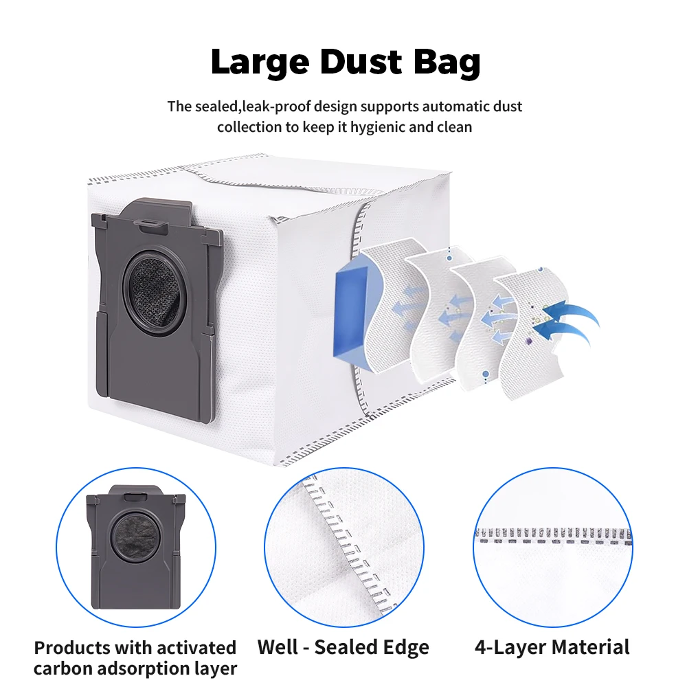 Sacs à poussière et chiffons de nettoyage pour aspirateurs Dreame X30/X40/X50 Ultra S10/S30 Pro Ultr