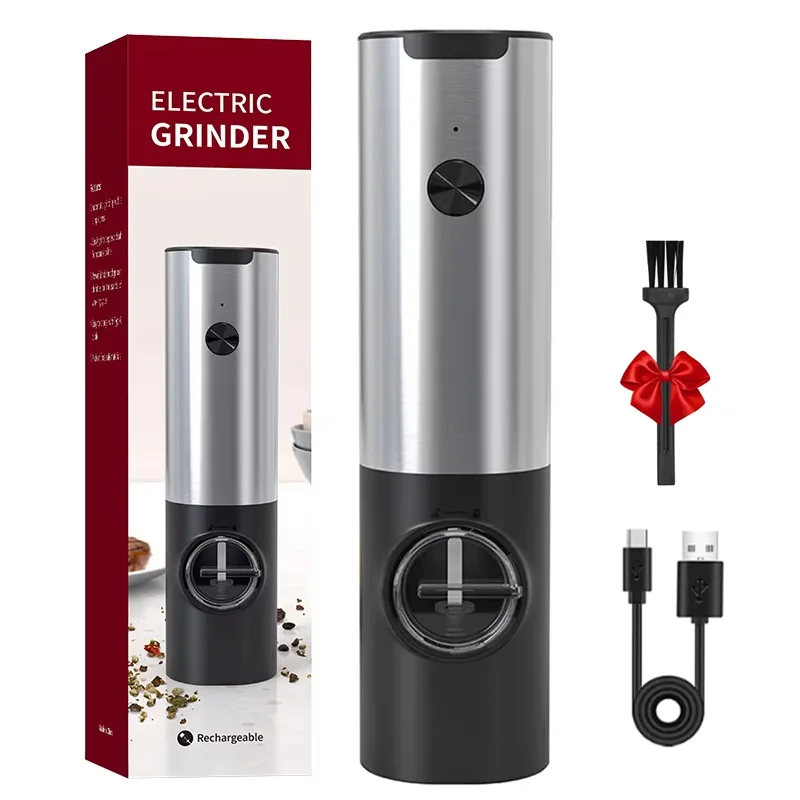 Ensemble de moulin à sel et à poivre électrique avec lumière Led, Rechargeable par USB, automatique,